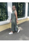 Сарафан летний Марта оливка горох
