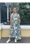 Сарафан летний Марта зеленый цветы