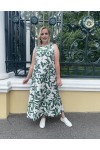 Сарафан летний Марта зеленый цветы